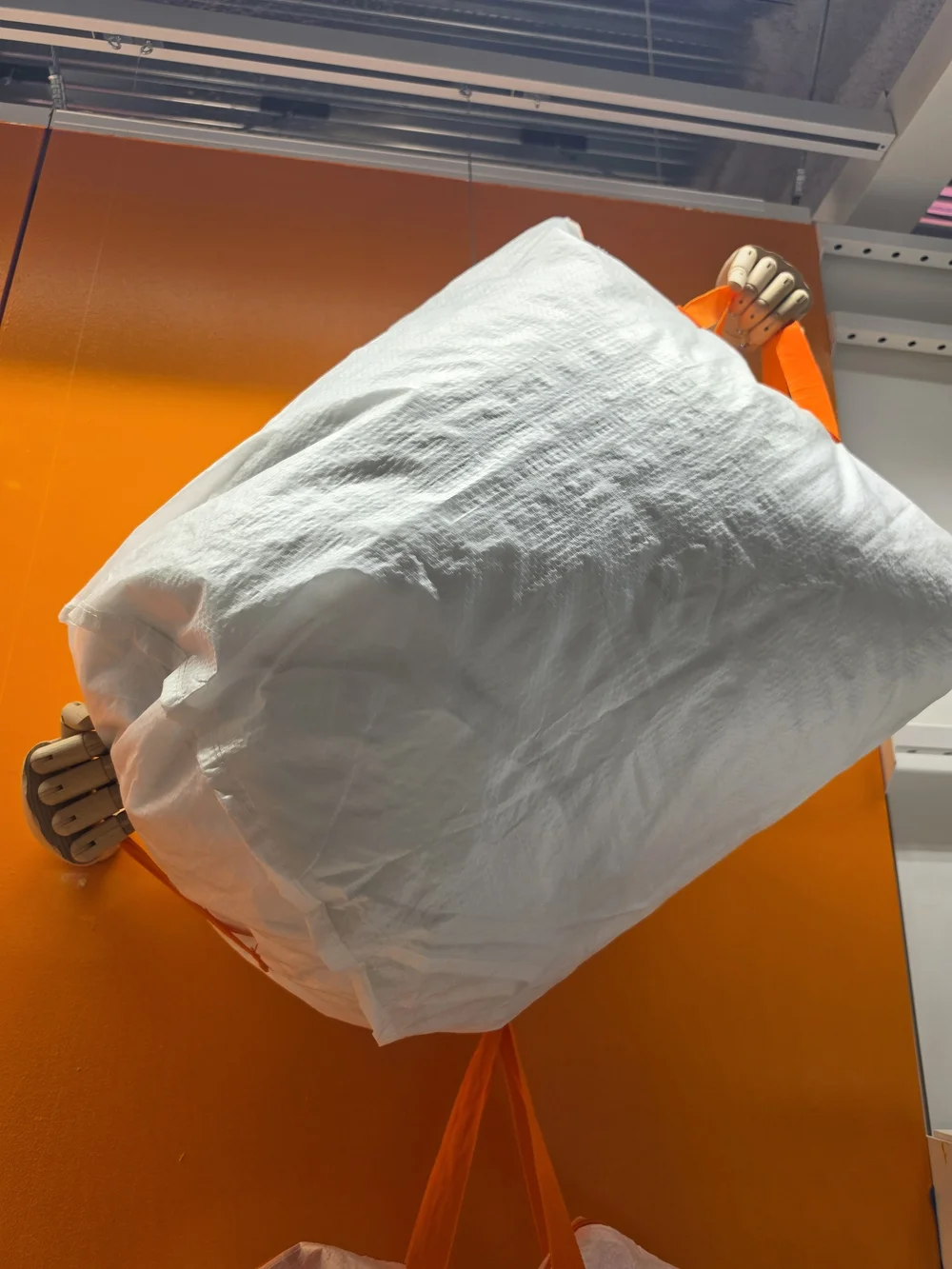 IKEA White Tote Bag with Orange Handles